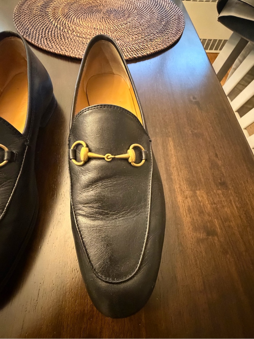 Gucci Black Leather Horsebit Loafers with Gold Hardware - Picture 8 of 11